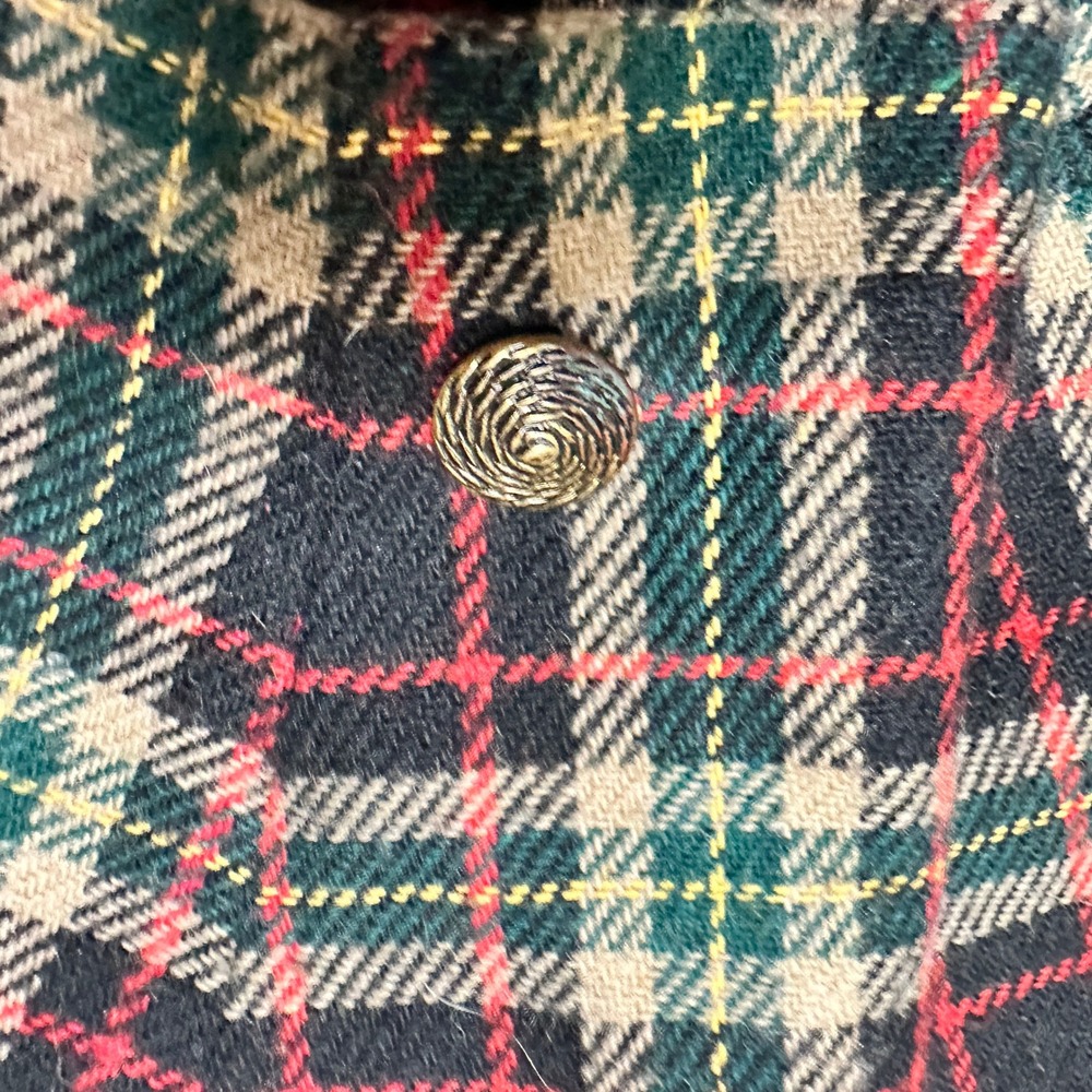 Southern Lady Blazer Plaid Wool Blend‎ Green Red Made in USA Vintage 7/8 Coat - Picture 4 of 8